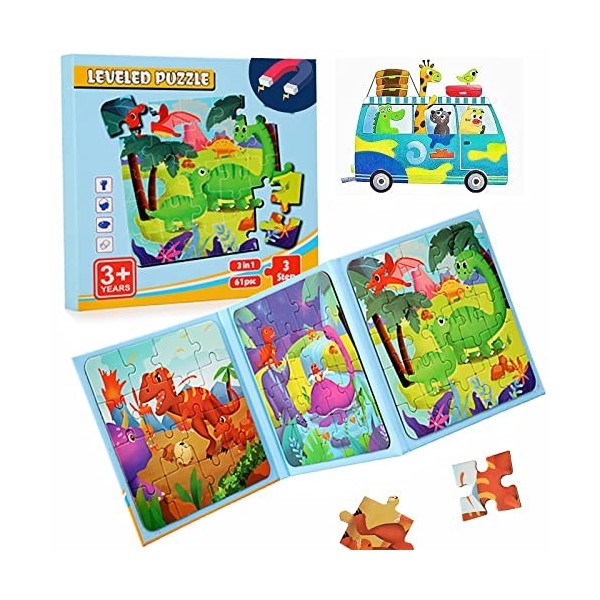 Jouet Puzzle en magnétiqu,Livre de Puzzle Assorti,Jeu de Puzzle Interactif,3 Intensités Jouets Montessori Enfant,Convient pou