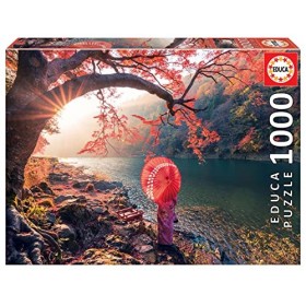 Educa - Puzzle de 1000 pièces pour Adultes | Lever De Soleil sur Le Fleuve Katsura, Japon. Comprend Fix Puzzle Tail pour lac