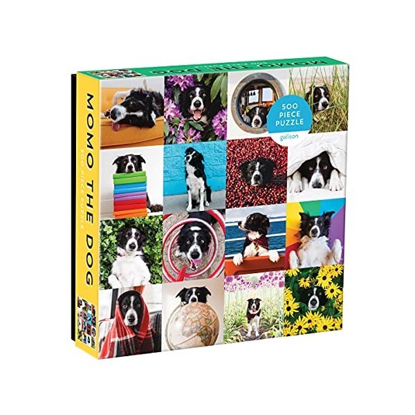 Galison Momo The Dog Puzzle, 500 Pieces, 20” x 20 – Colorful Puzzle Featuring 16 Adorable Dog Images - Thick, Sturdy Pieces