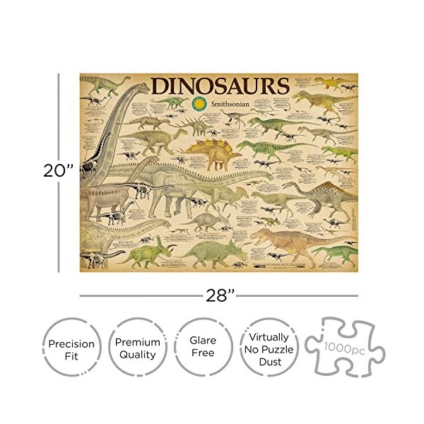 Aquarius- Smithsonian Dinosaure Dinosaurs Puzzle, 65311, Multicolore, 1000