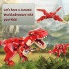 3 en 1 Jurassic Dinosaur 287 Pièces Blocs Construction Jouet, T-Rex Pterodactyl Stegosaurus Kits Construction Éducatifs Garço