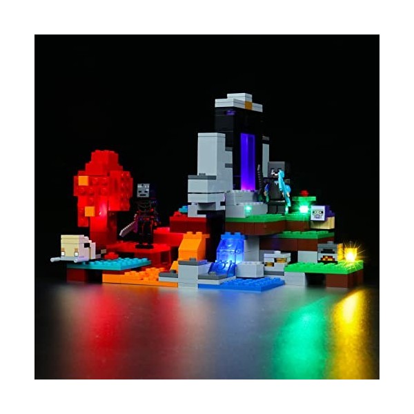 BrickBling Kit de lumière LED pour Lego 21172 Minecraft - Le portail détruit Minecraft - Jeu de jouets pas de modèle Lego in