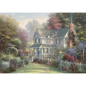 Schmidt Spiele- Thomas Kinkade, Victoria Garden II, Puzzle de 500 pièces dans Une boîte nostalgique, 59925, Coloré