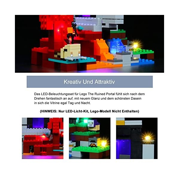 BrickBling Kit de lumière LED pour Lego 21172 Minecraft - Le portail détruit Minecraft - Jeu de jouets pas de modèle Lego in