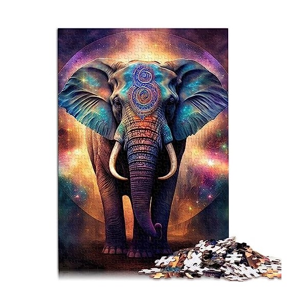 Éléphant coloré Animal 1000 pièces Puzzles Puzzles pour adultesCardboard Puzzles Home Art Decor 10.27" x 20.47"/26 * 38cm.