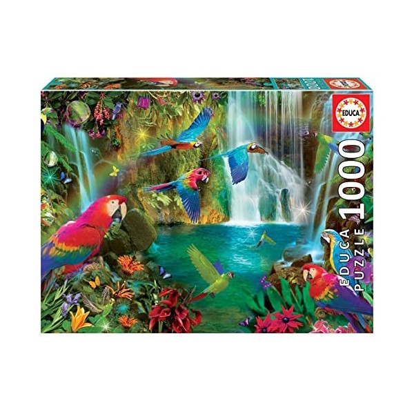 Educa - Puzzle de 1000 pièces pour Adultes | Perroquets Tropicaux. Comprend Fix Puzzle Tail pour laccrocher Une Fois lassem