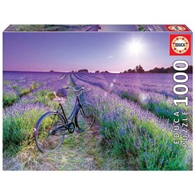 Educa - Vélo dans Le Champ de Lavande | Puzzle de 1000 pièces | Mesure approximative: 68 x 48 cm | Inclut Fix Puzzle pour acc