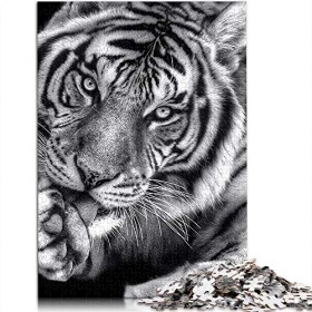 Visionpz Puzzles pour Adultes Puzzle 1000 pièces Tigre Noir et Blanc Casse-tête de défi cérébral Animal Puzzle Cadeau personn