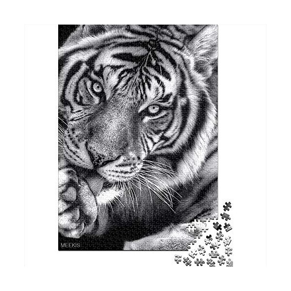 Visionpz Puzzles pour Adultes Puzzle 1000 pièces Tigre Noir et Blanc Casse-tête de défi cérébral Animal Puzzle Cadeau personn