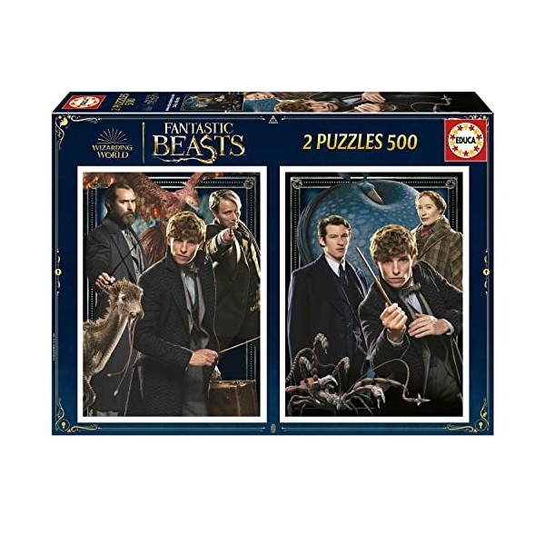 Educa - Puzzle Fantastic Beasts | Lot de 2 Puzzles de 500 pièces chacun. Taille assemblée : 34 x 48 cm. Comprend la Colle Fix
