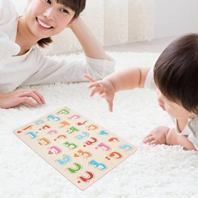 Alasum 1 Set of Arabic Puzzle Kids Arabic Alphabet Jigsaw Board Montessori Hand Grip Puzzle Gameearly Éducatif Wood Play Mat 