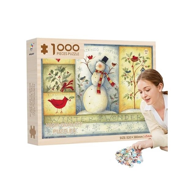 Onlynery Casse-tête 1000, Scène chaleureuse de Mariage de Noël Puzzle de Grande pièce, Décorations de Maison Mignonnes, Puzzl