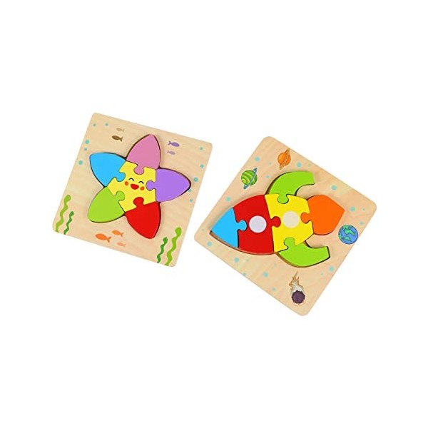 Toddmomy 2 Pièces Puzzle en Trois Dimensions Puzzle Animalier en Bois Puzzles pour Enfants Jouets dapprentissage Éducatifs P