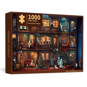 Puzzle de Noël 1000 pièces Calendrier de lAvent 1000 pièces – Décorations de Noël uniques anti-décoloration pour enfants, fe