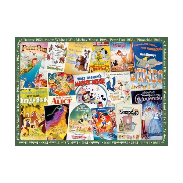 Ravensburger 12000689-Poster Disney Vintage Movie-Puzzle 1000 pièces-pour Adultes et Enfants à partir de 14 Ans, 12000689