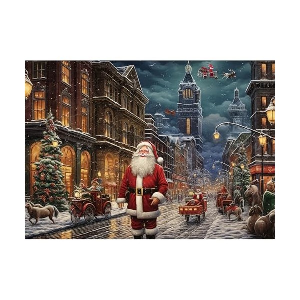 MISITU Puzzle 1000 pièces - Père Noël dans la rue - 52 x 38 cm, cadeau pour les vacances