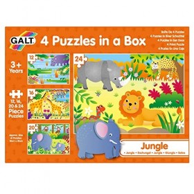 Galt Toys, 4 Puzzles in a Box - Jungle, Animal Jigsaw Puzzle for Kids, Ages 3 Years Plus