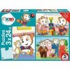 Schmidt Spiele- Bobo, Amis et Famille, Puzzle pour Enfants 3x24 pièces, 56414, Coloré, Moyen
