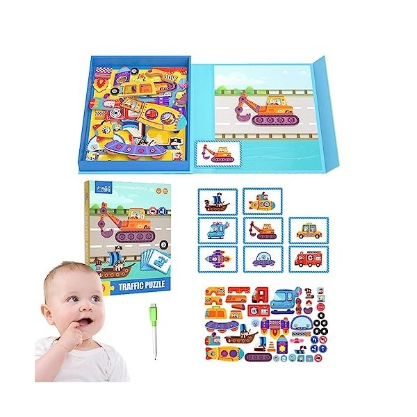 Qurygin Jouets de Puzzles pour Tout-Petits, Puzzles magnétiques pour,Jeu de société magnétique Montessori pour garçons | Joue