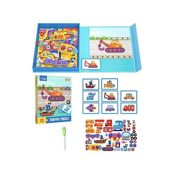 Chuvour Puzzles à Tableau magnétique,Puzzles magnétiques pour - Jeu de société magnétique Montessori pour garçons,Jouet de Pu