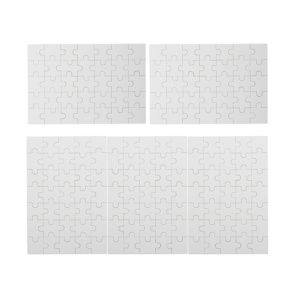 5 Ensembles De Puzzles Vierges Puzzle De Transfert par Sublimation Pièces De Puzzle Blanc Bricolage Peinture De Puzzle en Boi