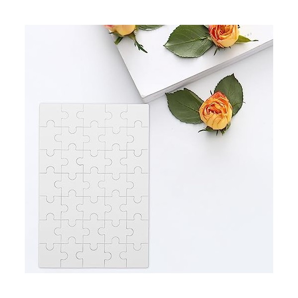 5 Ensembles De Puzzles Vierges Puzzle De Transfert par Sublimation Pièces De Puzzle Blanc Bricolage Peinture De Puzzle en Boi