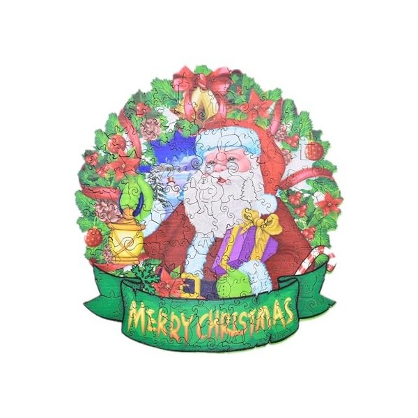 Upruya Puzzles de Noël pour Les - Joyeux Noël Cadeau du Père Noël Puzzles en Bois - Puzzles de Vacances de noël, Jeu de Puzzl