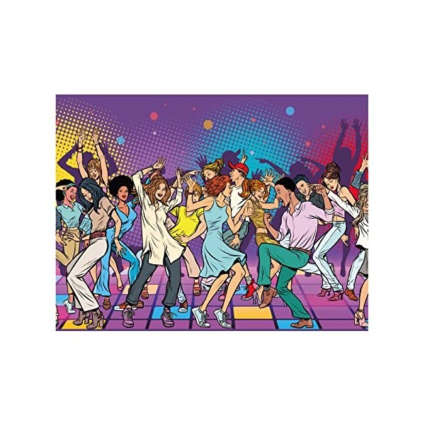 Puzzle pop art 1000 pièces – Puzzle scène disco 69 cm x 51 cm – Puzzle vibrant activité amusante excellente idée cadeau