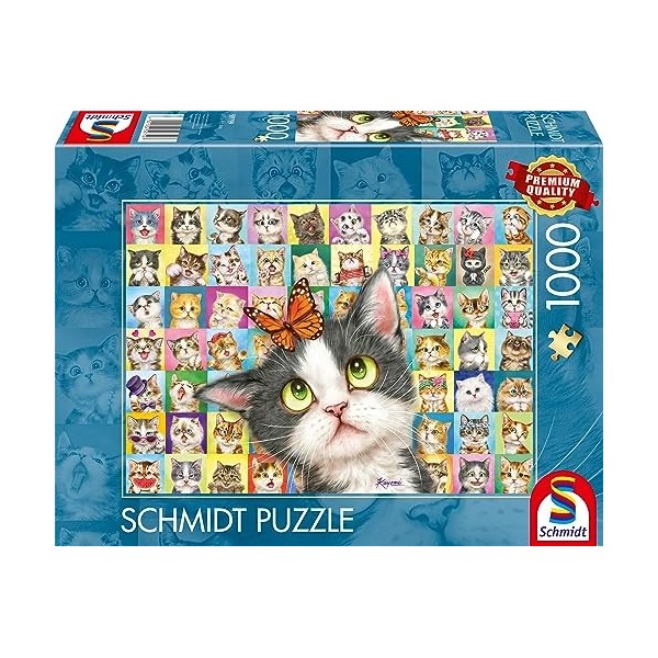 Schmidt Spiele 59759 Expressions faciales de Chat, 1000 pièces Puzzle, Coloré