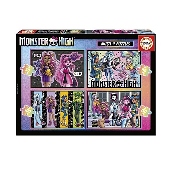 Educa - Lot de 4 Puzzles progressifs pour Enfants de 50 à 150 pièces avec Les Images Les Plus drôles de Monster High. Taille 