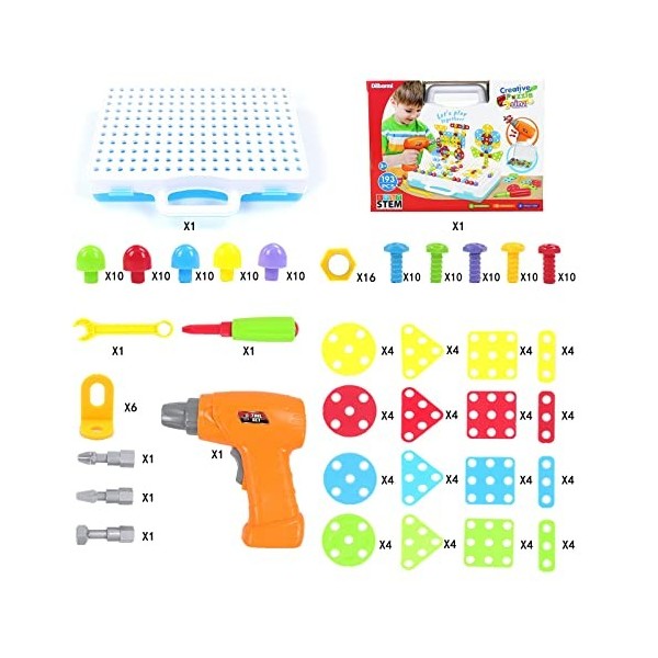 Dilbarmi -Jouets Montessori éducatifs - Tournevis et Perceuse électrique pour Enfants 3 Ans et Plus - Outils de Construction 