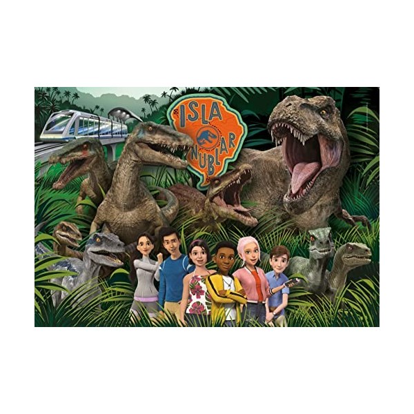 Clementoni- Jurassic Park/World Supercolor Camp Cretaceous-180 pièces, 7 Ans série Netflix, Enfant, Puzzle Dinosaure-fabriqué