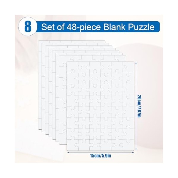 8 Feuilles Puzzle à Peindre pour Enfants, 15x20cm Puzzles Vierges 48 Pièces Puzzle Vierge à Peindre Puzzle Tous Blancs Puzzle