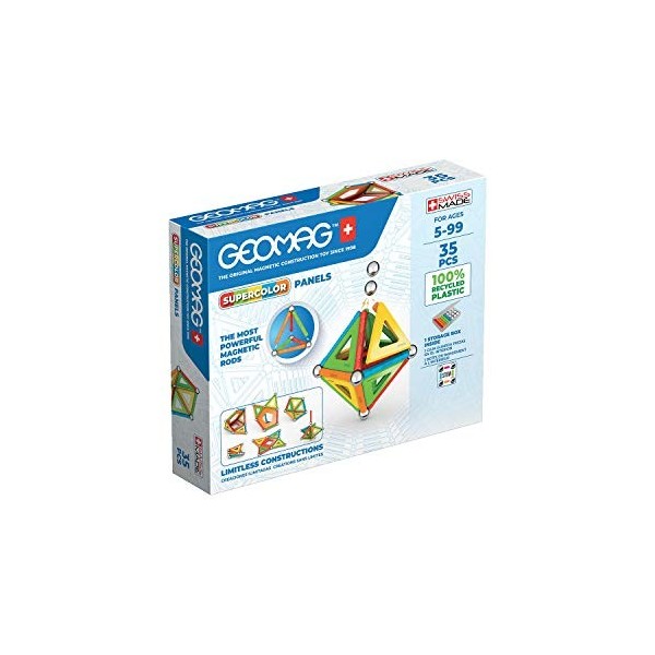 Geomag - Supercolor Magnetic Constructions for Kids, Magnetic Toy, Green Collection 100% Recycled Plastic, 35 Pieces