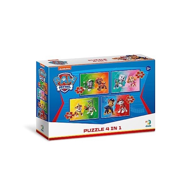 Puzzles 4 en 1 Paw Patrol 16, 20, 36, 54 pièces pour enfants de 3 ans et plus, Dodo enfants dapprentissage précoce, cadeau