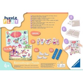 Ravensburger - Puzzle&Play - 2x24 pièces - Fête au royaume - Pour enfants dès 4 ans - Puzzle de qualité supérieure - Carton é