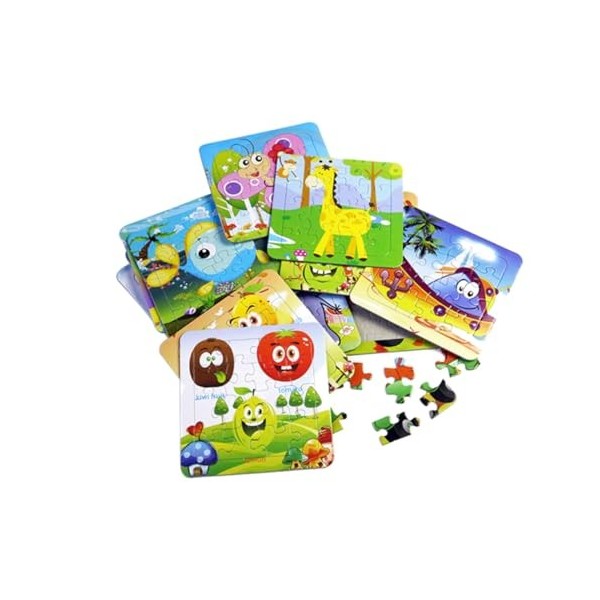 Abaodam 12 Pièces Jouets énigmes Puzzle danimaux de Dessin animé Puzzle en Papier pour Enfants Animal Cadeau De bébé