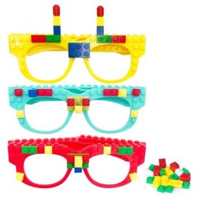 LIMEOW Blocs Construction Lunettes Jouets 12Pcs Blocs de Construction en Forme de Briques pour Carnaval, Jeu de Partie, Blocs