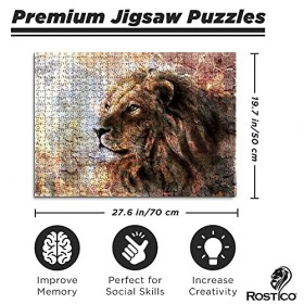 Rostico Puzzle 1000 pièces – Jeu de casse-tête pour adultes et enfants – Activités éducatives, impression animal claire – Pla