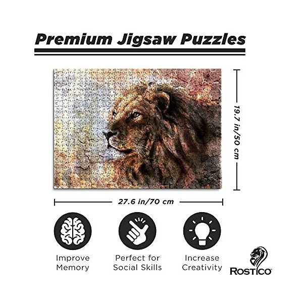 Rostico Puzzle 1000 pièces – Jeu de casse-tête pour adultes et enfants – Activités éducatives, impression animal claire – Pla