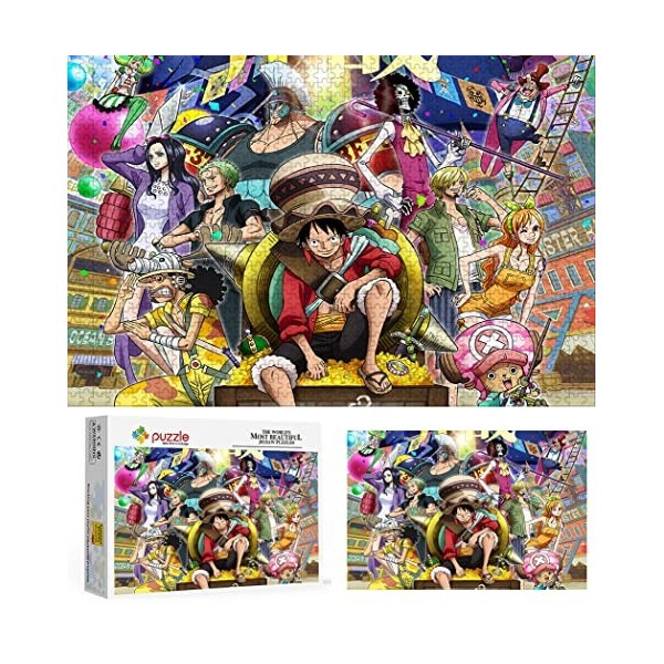 Puzzle 1000 Pièces pour Adultes, Puzzle Anime One Piece, Petit Mini Puzzle des Énigmes Robustes Et Épaisses Difficiles, Convi