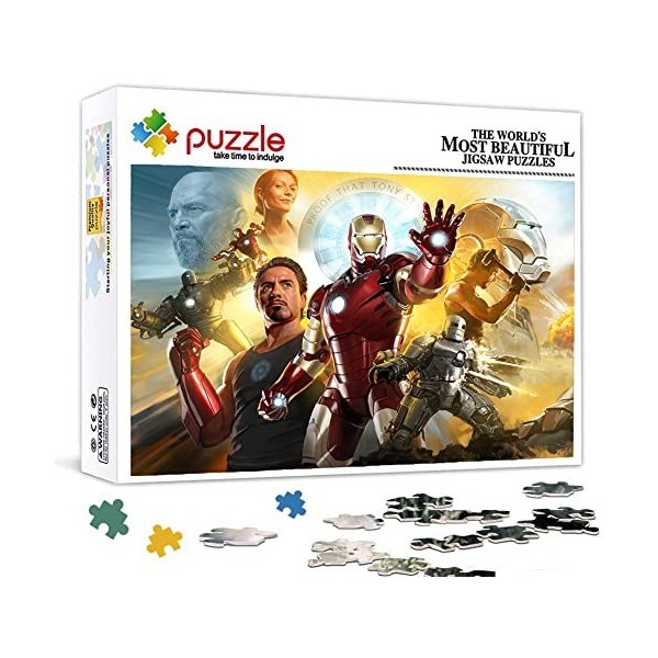 Puzzle 1000 Pièces pour Adultes, Puzzle Film Iron Man, Petit Mini Puzzle Adolescent Puzzle des Énigmes Robustes Et Épaisses D