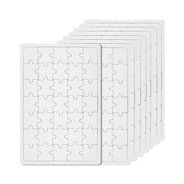 Huiguli Puzzles Vierges, 8 Feuilles de Puzzle Inscriptible, DIY Puzzle Peindre 35 Pièces, Puzzle Transfert de Chaleur pour En
