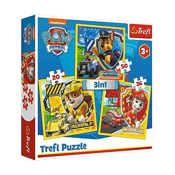 Brandsseller Jeu 3 en 1 pour enfant - 3 puzzles avec motifs de la Pat Patrouille