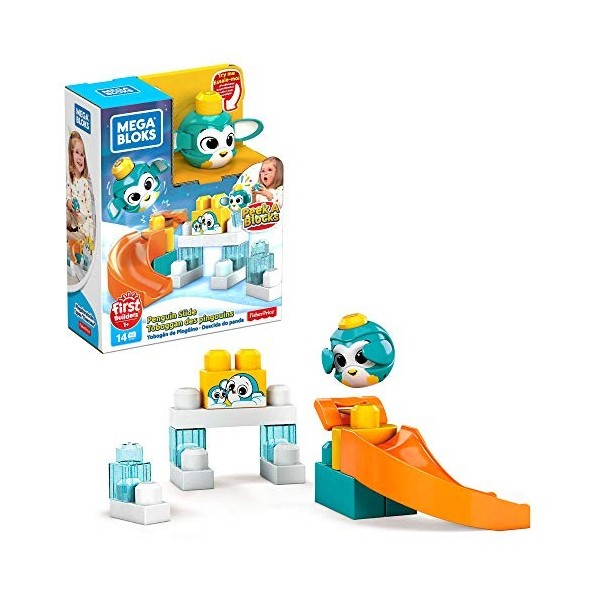 Mega Bloks First Builders Coucou Blocs Coffret Le Toboggan des Pingouins, jeu de construction, 14 pièces, jouet pour enfant e