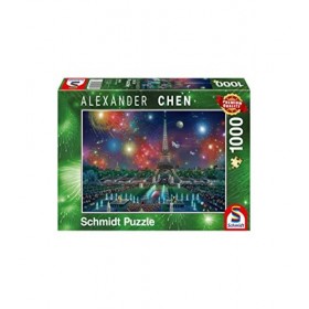 Schmidt Puzzle 1000 pièces : Feu dartifice sur la Tour Eiffel