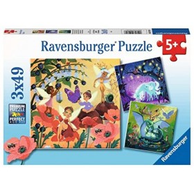 Ravensburger - Puzzle Enfant - Puzzles 3x49 p - Licorne, dragon et fée - Dès 5 ans - 05181