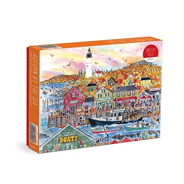 Galison 9780735374928 Michael Storrings Autumn by The Sea Jigsaw Puzzle, Multicoloured, 1000 Pieces