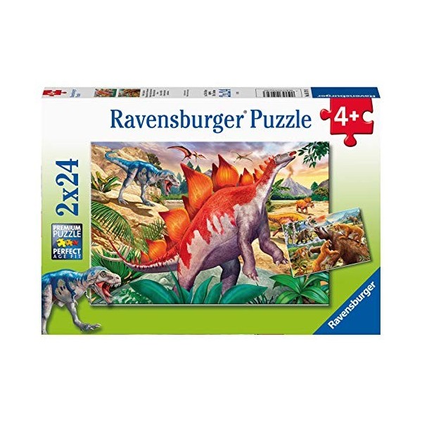 Ravensburger - Puzzle Enfant - Puzzles 2x24 p - Mammouths et dinosaures - Dès 4 ans - 05179