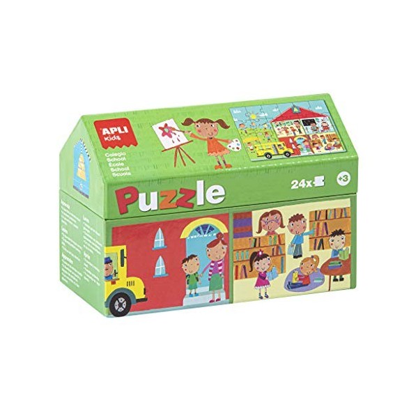 Apli kids 17352 - Boite puzzle maisonnette de 24 pièces sur le thème de lécole